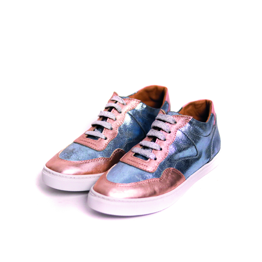 ITHEA 85 MM ESPADRILLE IN BRONZE BROWN AND CERULEAN BLUE SUEDE