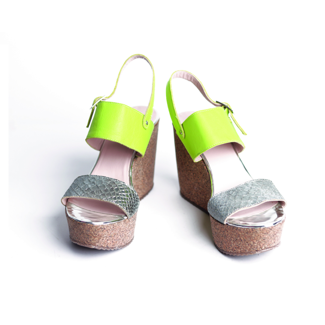 chaussure compensée verte