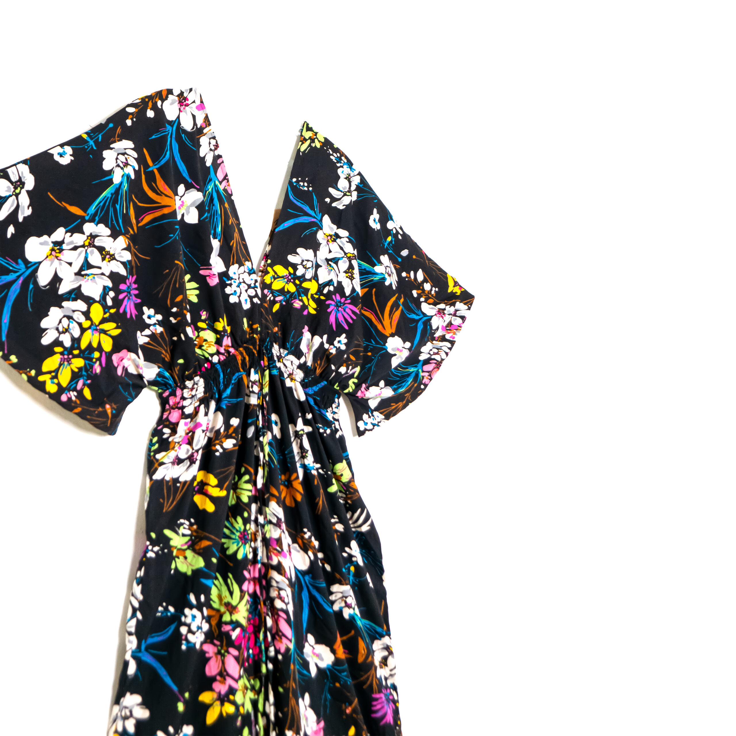 Robe Noire Fleurie Monoprix - Taille 44 - Très Bon état - Style été